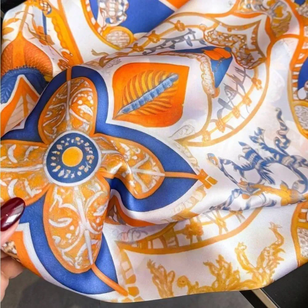 Orange & Blue Patterned Scarf N1439